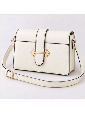 Muse Royale Small Ivory Faux Leather Crossbody Bag Gold Hardware NWT